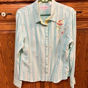 PANHANDLE SLIM BLOUSE
TURQUOISE WITH METALLIC ACCENT